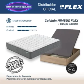 Colchones de Muelles Ensacados Nimbus Flex 33 cm con Canape Abatible reforzado, firmeza media-alta, ideal para deportistas, entrega profesional en Málaga.