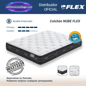Colchones de Muelles Ensacados Nube Flex 30 cm con muelles ensacados y viscoelástica Airvex, firmeza media-alta y entrega profesional en Málaga.
