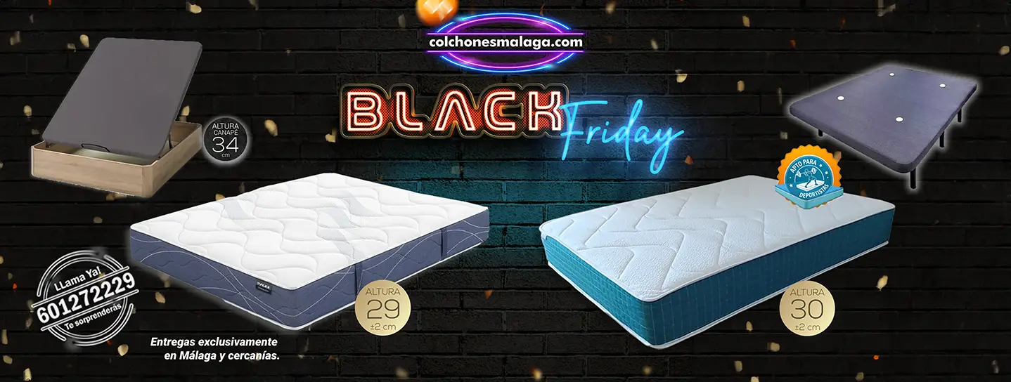 Banner Black Friday 2025 de Colchones en Málaga con precios reales, sin trucos, entrega y montaje incluidos en Málaga.