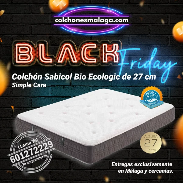Colchones Bio Ecologic Sabicol 27 cm Simple Cara ecológico, firmeza media y núcleo Greenfoam con entrega y montaje incluidos en Málaga.