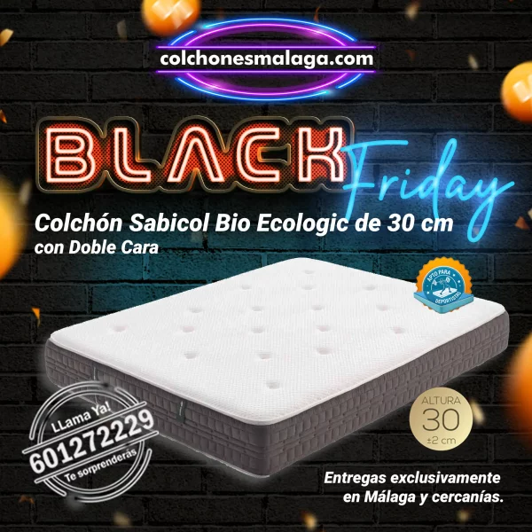 Colchones Bio Ecologic Sabicol 30 cm Doble Cara ecológico con dos firmezas, visco soja y núcleo Greenfoam, entrega y montaje incluidos en Málaga.