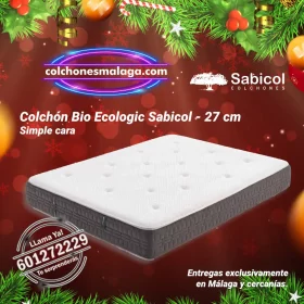 Colchones Bio Ecologic Sabicol 27 cm Simple Cara ecológico, firmeza media y núcleo Greenfoam, promoción Mes de los Regalos con entrega y montaje en Málaga.
