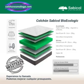 Colchones Bio Ecologic Sabicol 27 cm Simple Cara