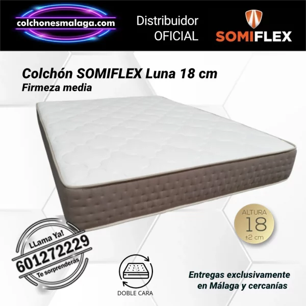 Colchones HR Luna Somiflex 18 cm perfil bajo sin muelles, colchon hr firmeza media