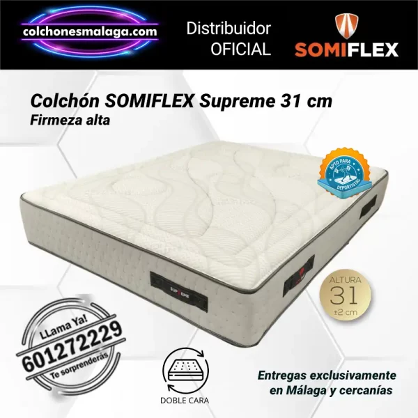 Colchones de muelles ensacados Supreme Somiflex 31 cm con firmeza alta y box perimetral reforzado