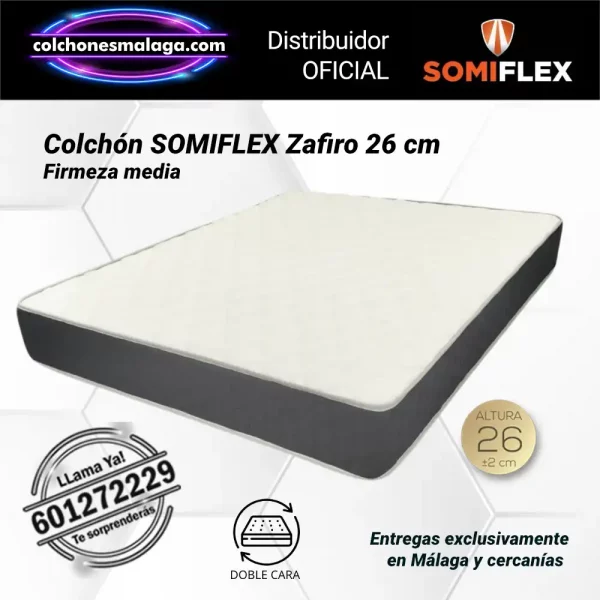 Colchones HR Zafiro Somiflex 26 cm sin muelles firmeza media, colchon hr somiflex