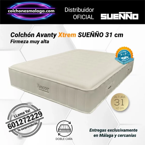 Colchones de Muelles Ensacados Avanty Xtrem SUE&Ntilde;&Ntilde;O 31 cm con firmeza muy alta y soporte extremo