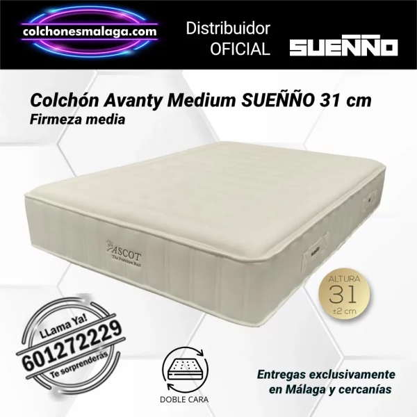 Colchones de Muelles Ensacados Avanty Medium SUE&Ntilde;&Ntilde;O 31 cm con firmeza media y soporte estable