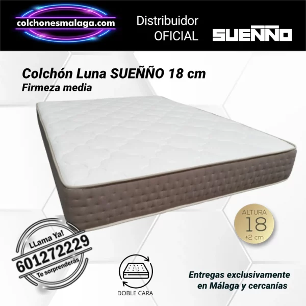 Colchones HR Luna SUEÑÑO 18 cm sin muelles con firmeza media y perfil bajo