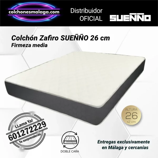 Colchones HR Zafiro SUEÑÑO 26 cm sin muelles con firmeza media y confort equilibrado