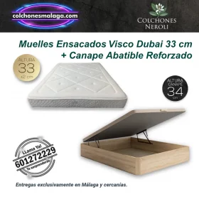 Colchones Muelles Ensacados Viscoinstant Dubai 33 cm con Canape Abatible Reforzado con confort premium y almacenaje integrado