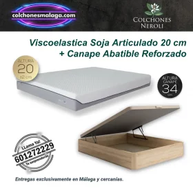 Colchones Viscoelastica Soja Articulado 20 cm con Canape Abatible Reforzado con descanso adaptable y ergonomico