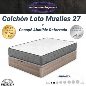 Pack Colchón Loto Muelles 27 cm con Canapé Abatible Reforzado