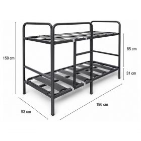 Litera metálica totalmente reforzada lámina ancha 90x190 cm color oscuro con escalera y barandilla