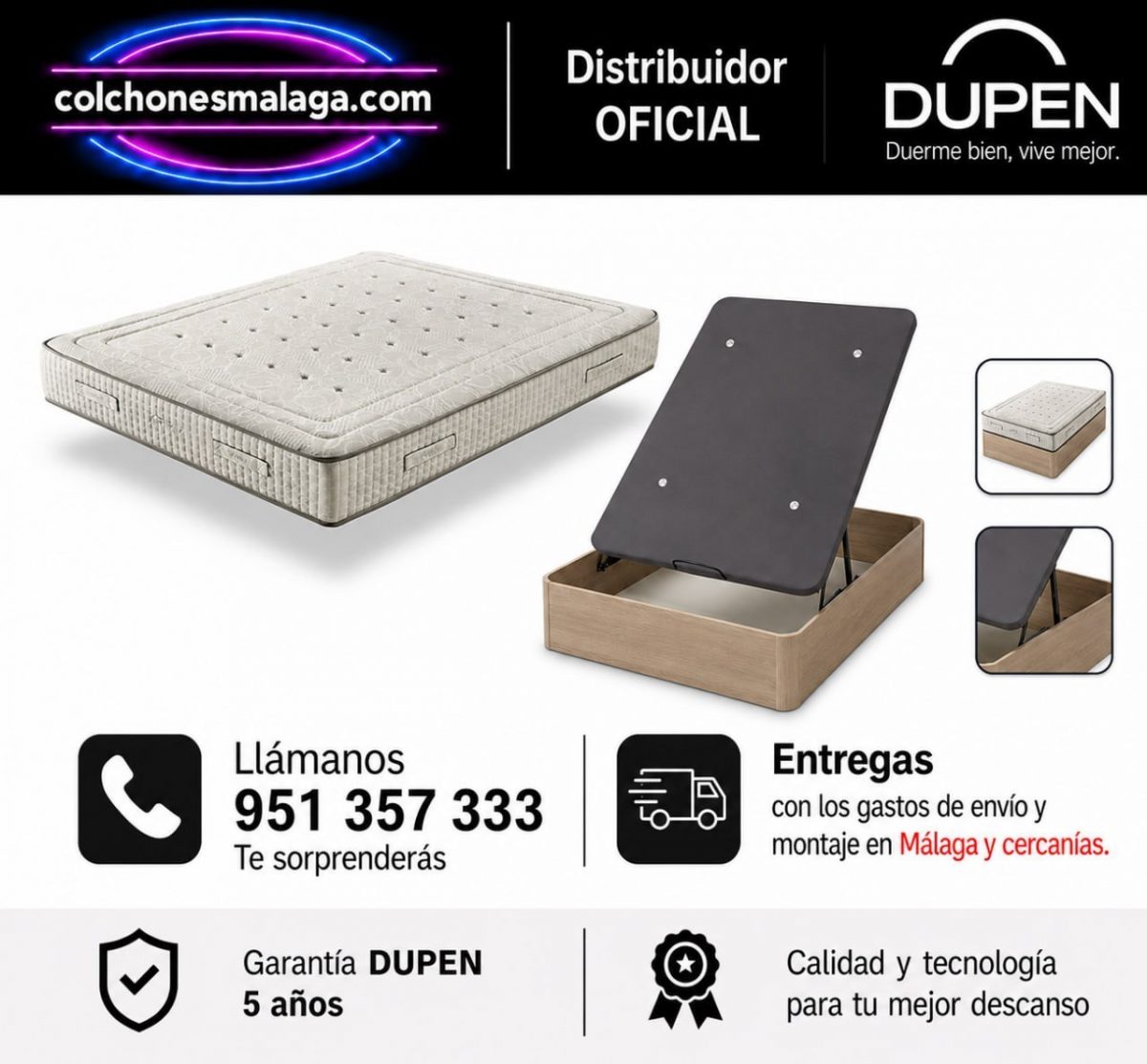 Pack Colchón Dupen X-Firm + Canapé Premium Decodescanso Pack Colchón Dupen X-Firm + Canapé Premium Decodescanso