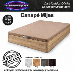 Canapé abatible Mijas 35 cm, acabado madera con tapa de tejido 3D