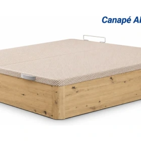 Canap&eacute; abatible Maro 35 cm en acabado madera con tapa de tejido 3D
