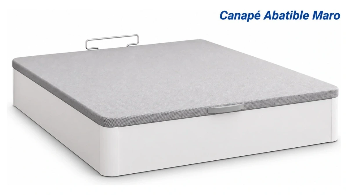 03-blanco-cerrado.webp Canapé abatible Maro 35 cm en blanco con tapa de tejido 3D gris