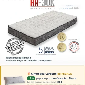 Colch&oacute;n sin Muelles HR-30K Moraplex Nube 3.0 - Todosduermen.com &mdash; Distribuidores Oficiales Moraplex