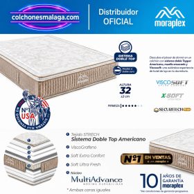 Colch&oacute;n Chicago Gold Moraplex 32 cm: muelles ensacados MultiAdvance, ViscoGrafeno, Soft Extra Confort y 10 a&ntilde;os de garant&iacute;a