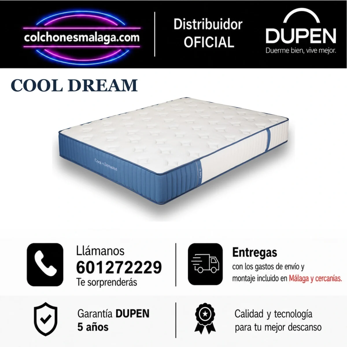 colchon-dupen-cool-dream-malaga-1-1.webp Colchón Dupen Cool Dream de 28 cm y dos caras en Málaga · muelles ensacados Pocket Tech Box de 5 zonas, visco gel y tejido CoolFresh · entrega y montaje incluidos