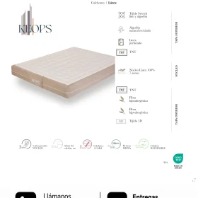 Colchón Dupen Keops · ficha oficial del fabricante con materiales, altura, firmeza y garantía · distribuidor oficial Dupen