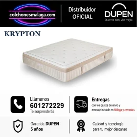 Colchón Dupen Krypton híbrido de 28 cm en Málaga · muelles Pocket Tech Box de 7 zonas con plancha de látex · entrega y montaje incluidos