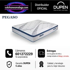 Colchón Dupen Pegaso de 29 cm en Málaga · viscografeno y núcleo Pocket Tech Box de 7 zonas con refuerzo perimetral · entrega y montaje incluidos