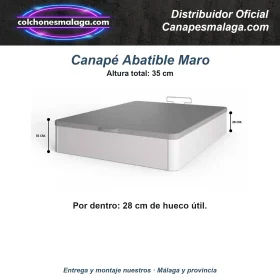Medidas del canapé Maro: 35 cm de alto y 28 cm de hueco útil