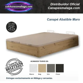 Canapé abatible Maro 35 cm en acabado madera, tapa de tejido 3D