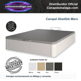 Canapé abatible Maro 35 cm en blanco con tapa gris