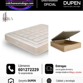 Pack colchón Dupen Akira con canapé abatible Premium de 34 cm · entrega y montaje incluidos en Málaga