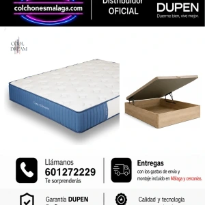 Pack colchón Dupen Cool-Dream con canapé abatible Premium de 34 cm · entrega y montaje incluidos en Málaga