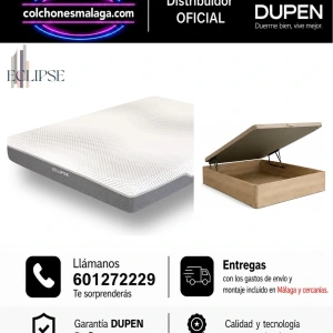 Pack colchón Dupen Eclipse con canapé abatible Premium de 34 cm · entrega y montaje incluidos en Málaga