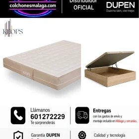 Pack colchón Dupen Keops con canapé abatible Premium de 34 cm · entrega y montaje incluidos en Málaga