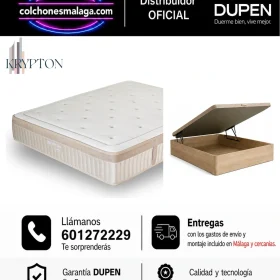 Pack colchón Dupen Krypton con canapé abatible Premium de 34 cm · entrega y montaje incluidos en Málaga