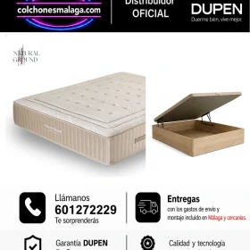 Pack colchón Dupen Natural-Ground con canapé abatible Premium de 34 cm · entrega y montaje incluidos en Málaga