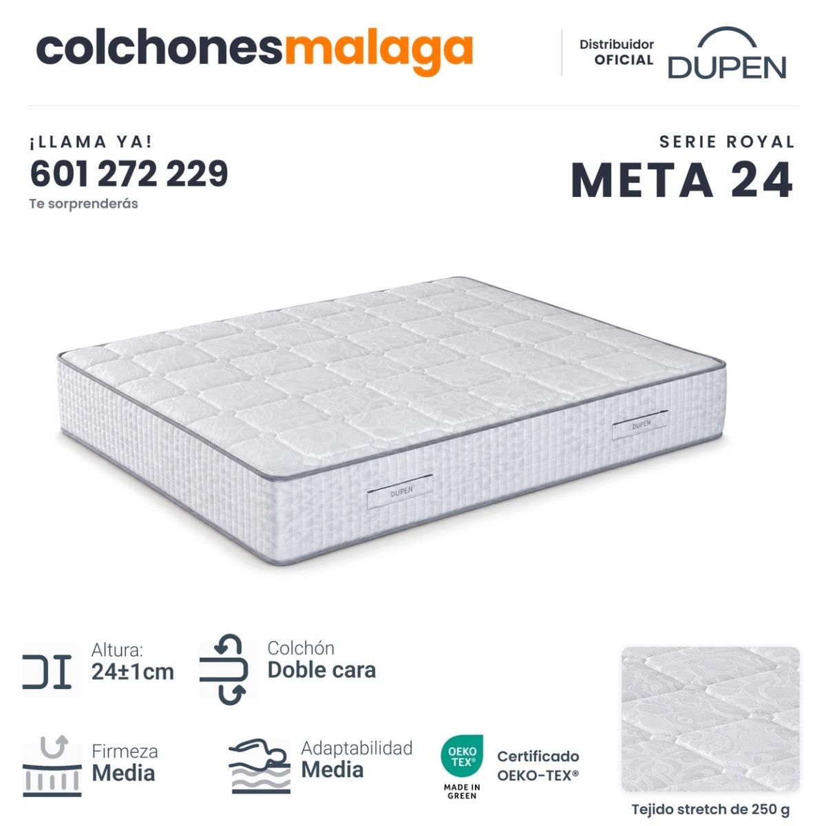 Colchón Viscoelástico Meta 24 de Dupen Alta Densidad · Distribuidor oficial Dupen · colchonesmalaga.com Colchón Viscoelástico Meta 24 de Dupen Alta Densidad · Distribuidor oficial Dupen · colchonesmalaga.com