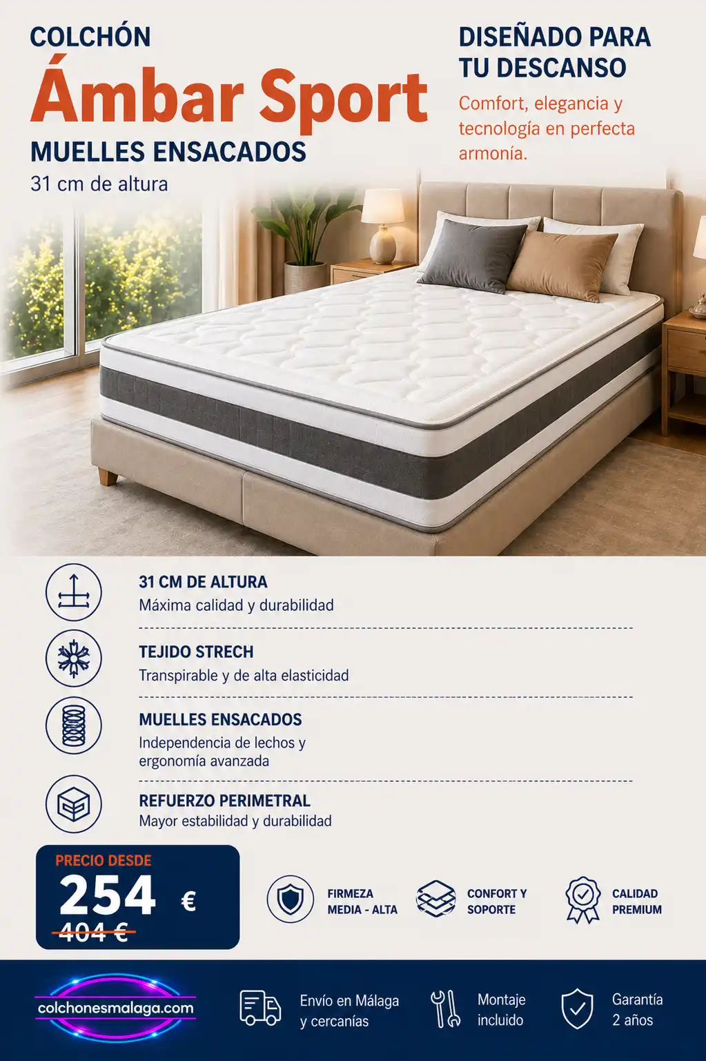 Colchon Ambar Sport para descanso estable en coin