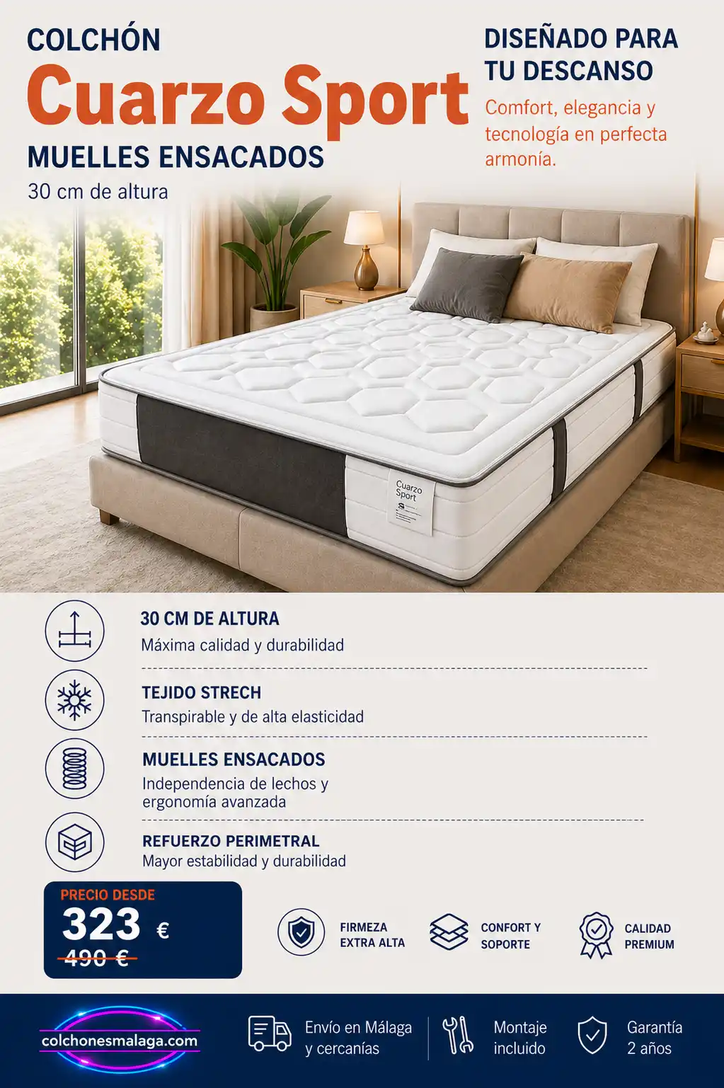 Colchon Cuarzo Sport para confort firme en viviendas premium